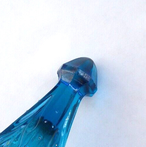 1900s Blue Glass Car/Carriage Flower Bud Vase
