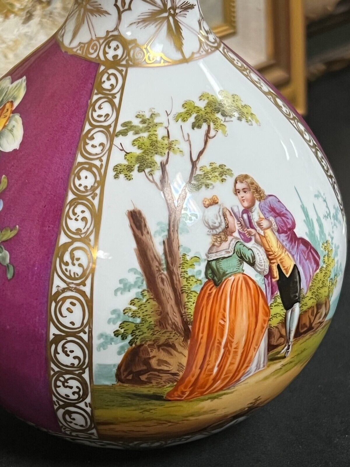 Rare Late 1800s Augustus Rex Hand Painted Vase