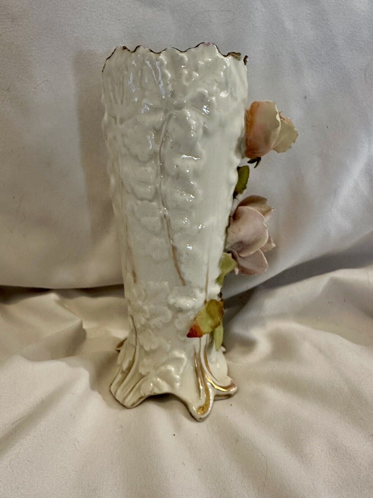 Vintage Von Schierholz Hand-Painted Rose Vase 6”