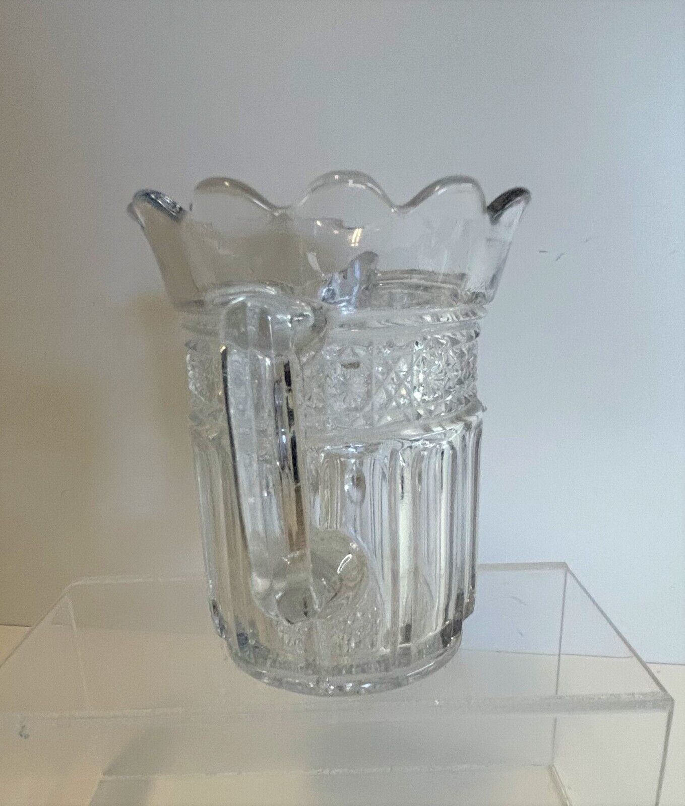1900's Higbee Glass Celery Vase with Two Handles