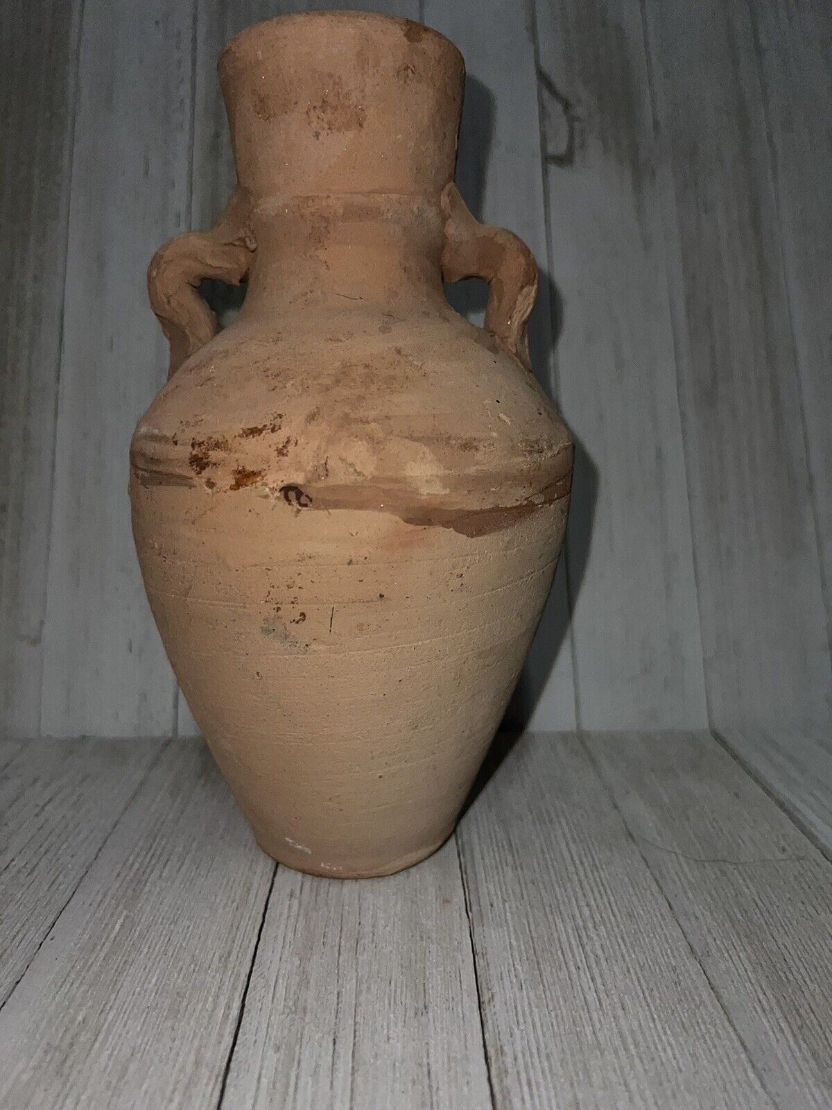 Vintage 1800s Small Redware Vase with Handles