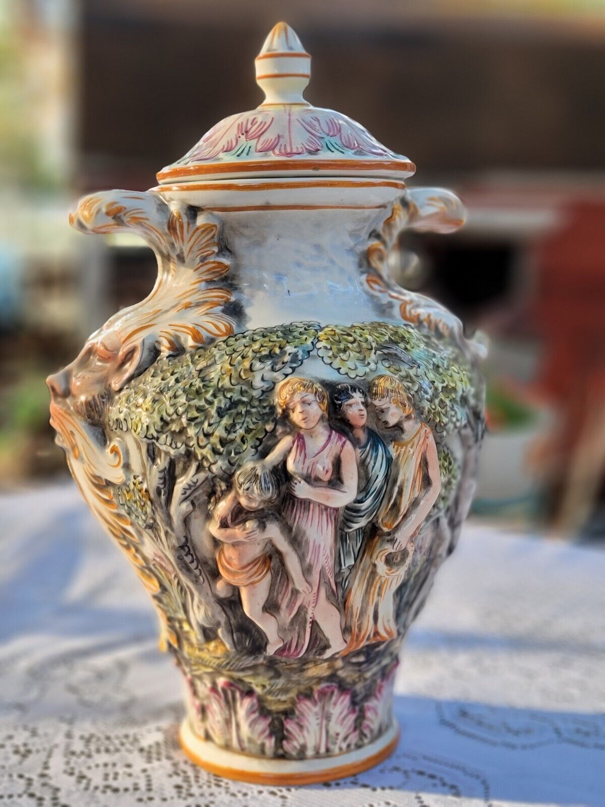 Elegant Capidomonte Vase from 18th century Italy