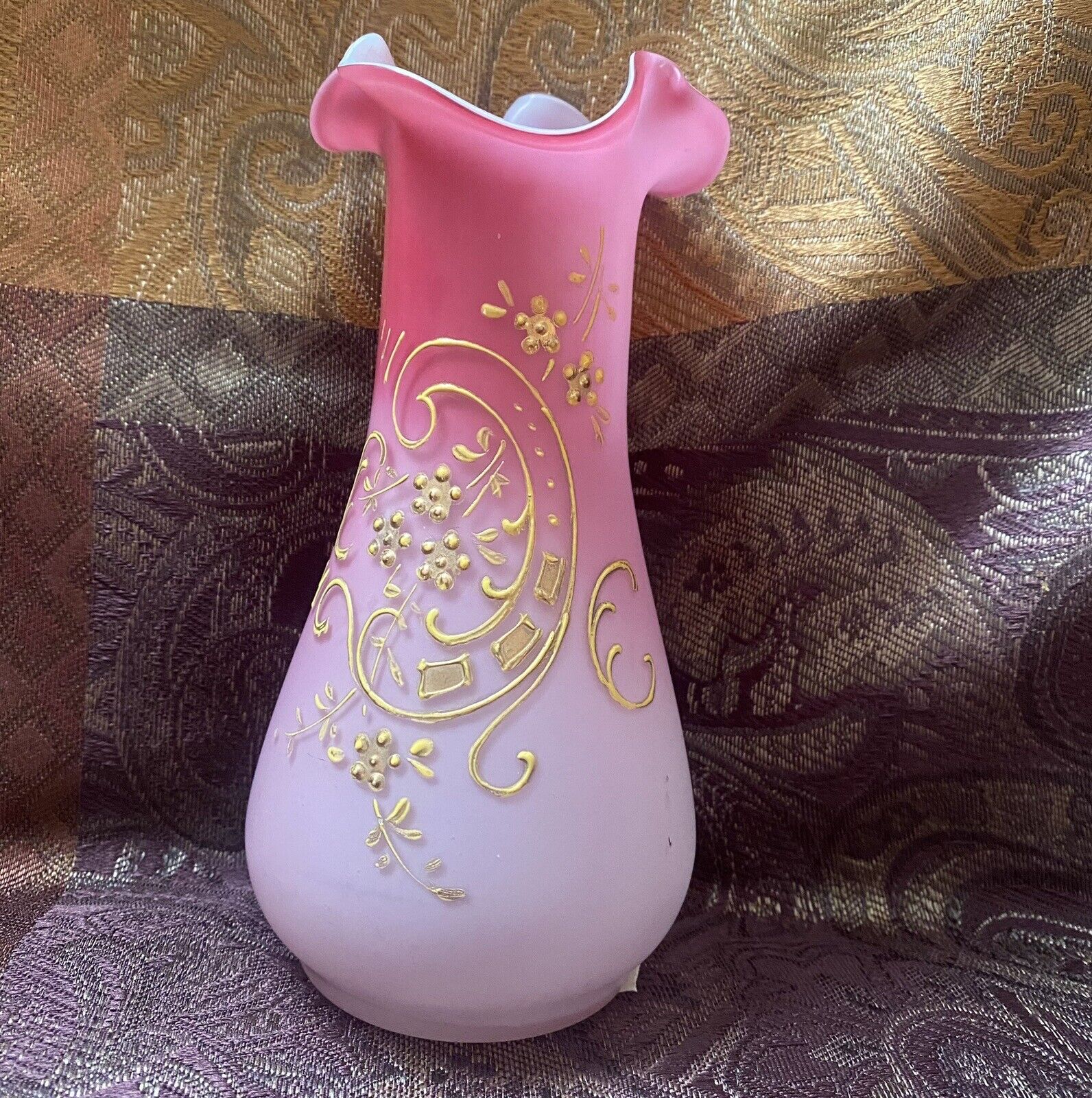 Luxury Bristol Vase with Gold Handpainting from 1900s