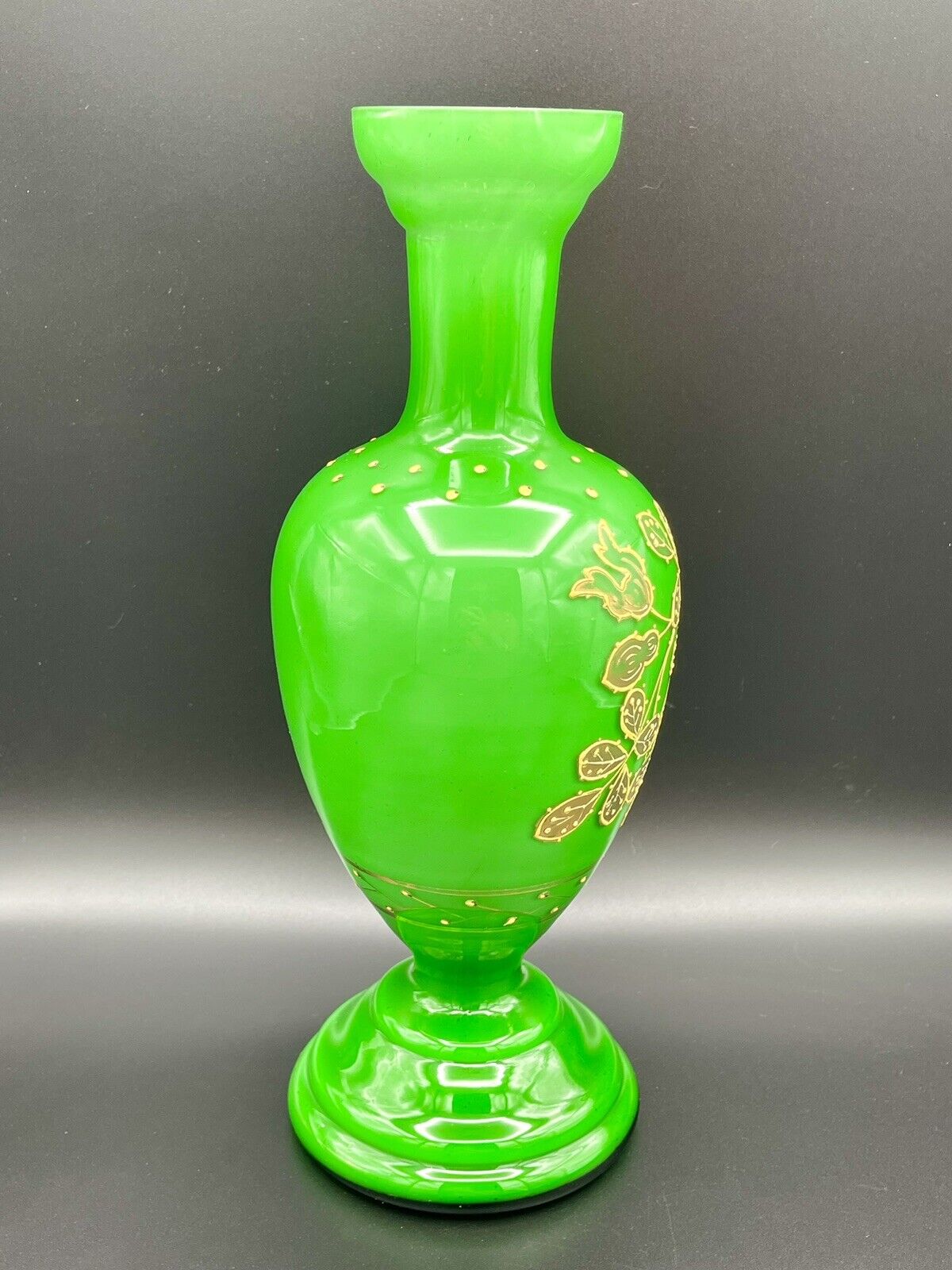 Victorian Cased Glass Mantel Vase with Florals