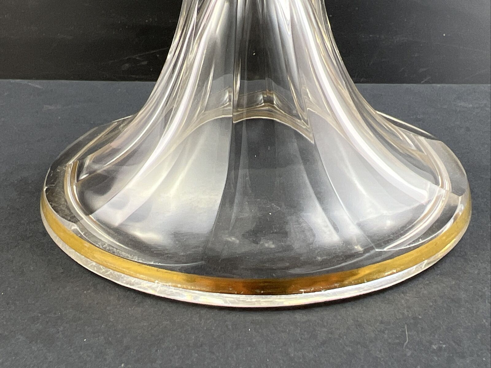 Antique Austrian Cut Crystal Gold Trim Vase