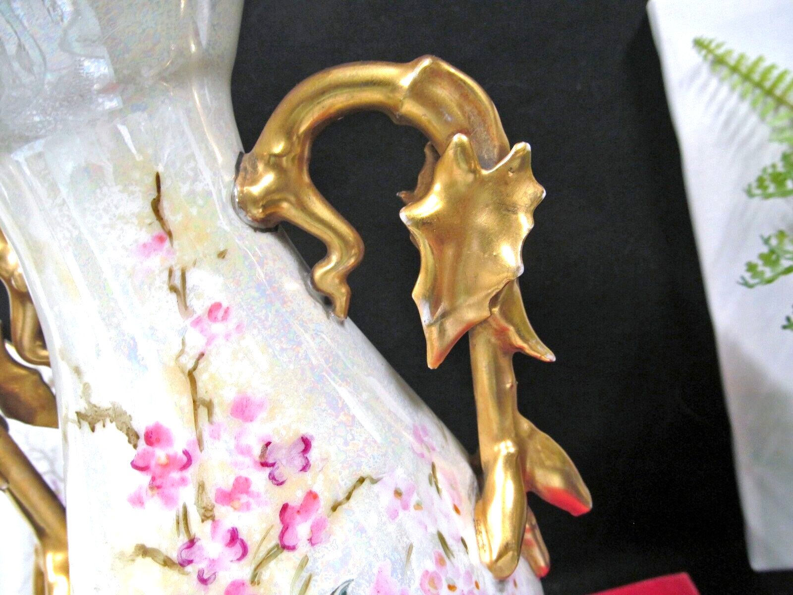 Antique Double-Handled Limoges Vase with Birds