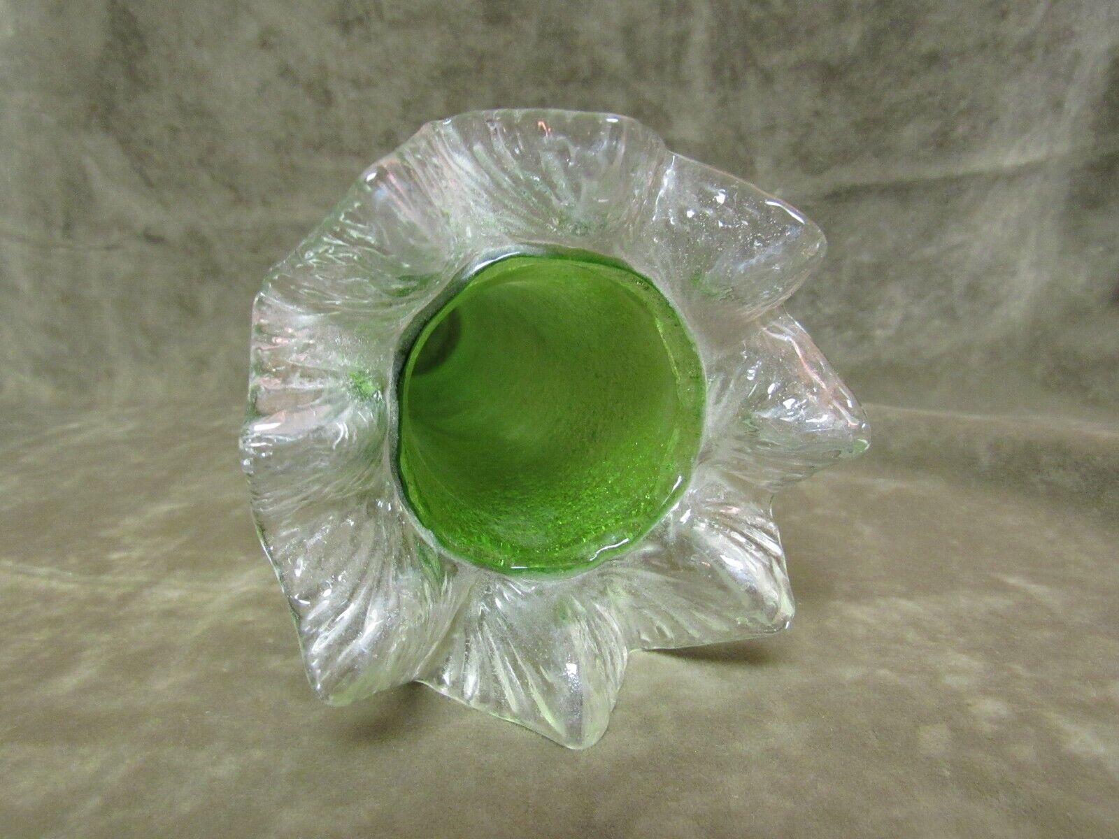 Antique Austria Art Glass Vase Green Silver Fleck