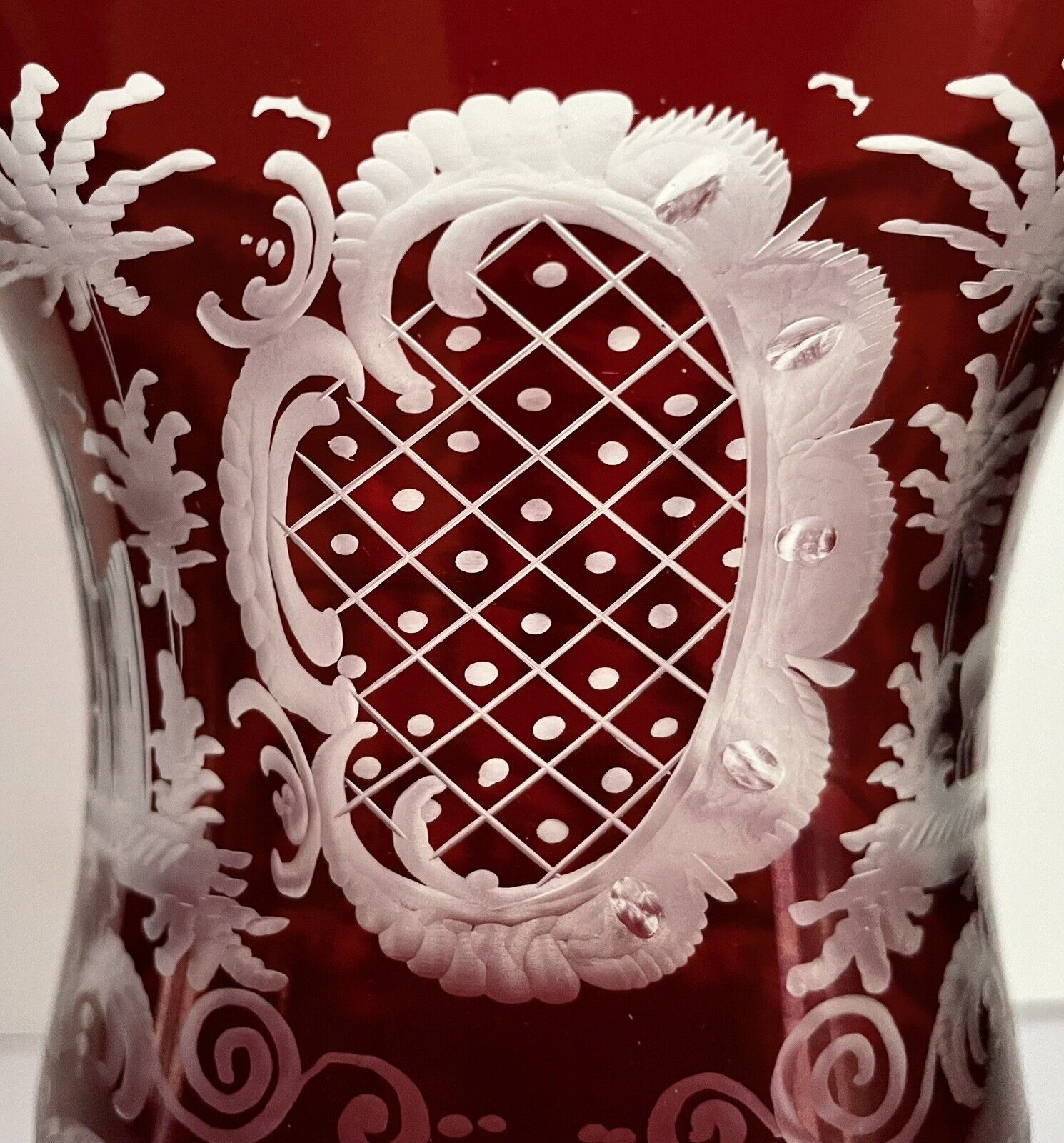 Antique Bohemian Ruby Flashed Glass Vase