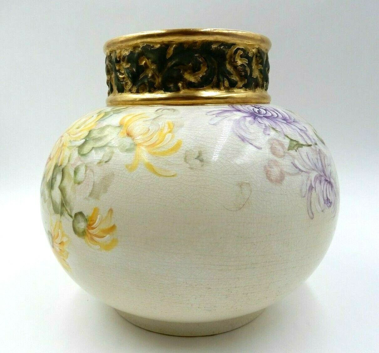 Large Floral Design Antique European Porcelain Vase