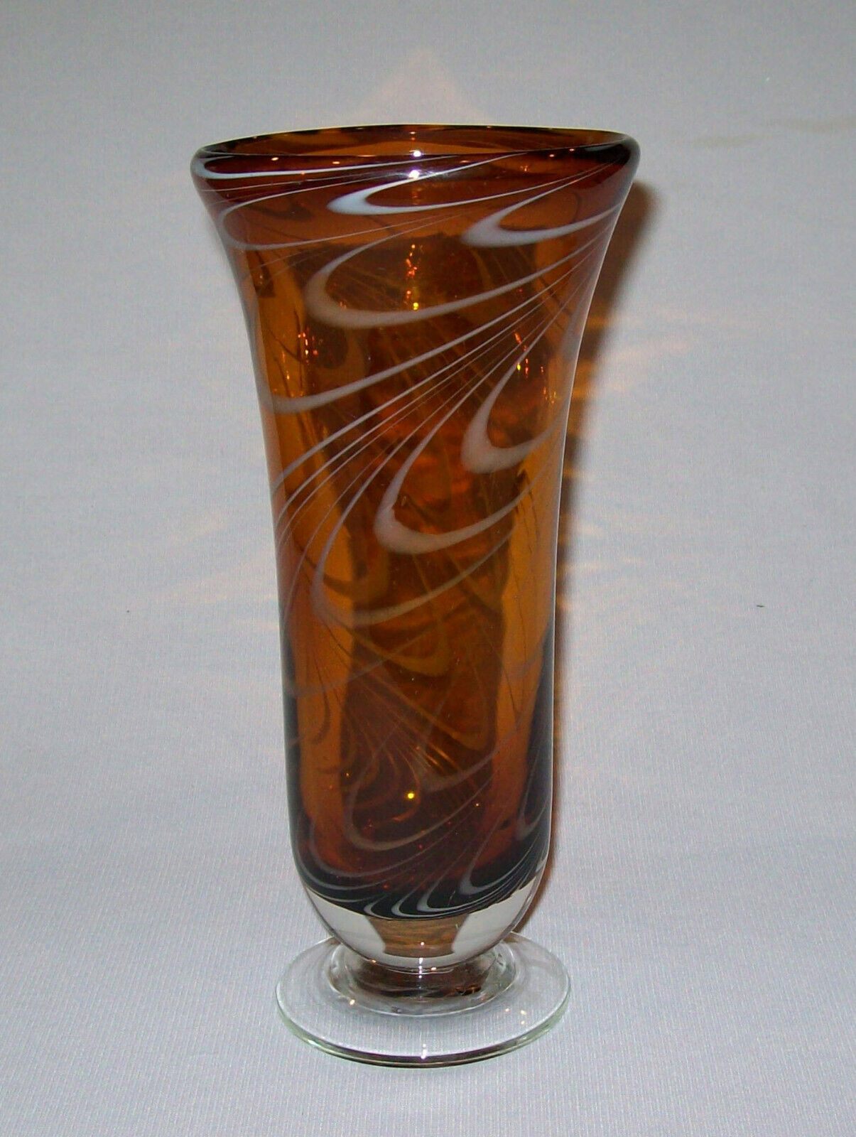 19th Century Antique Blown Glass Vase Amber White