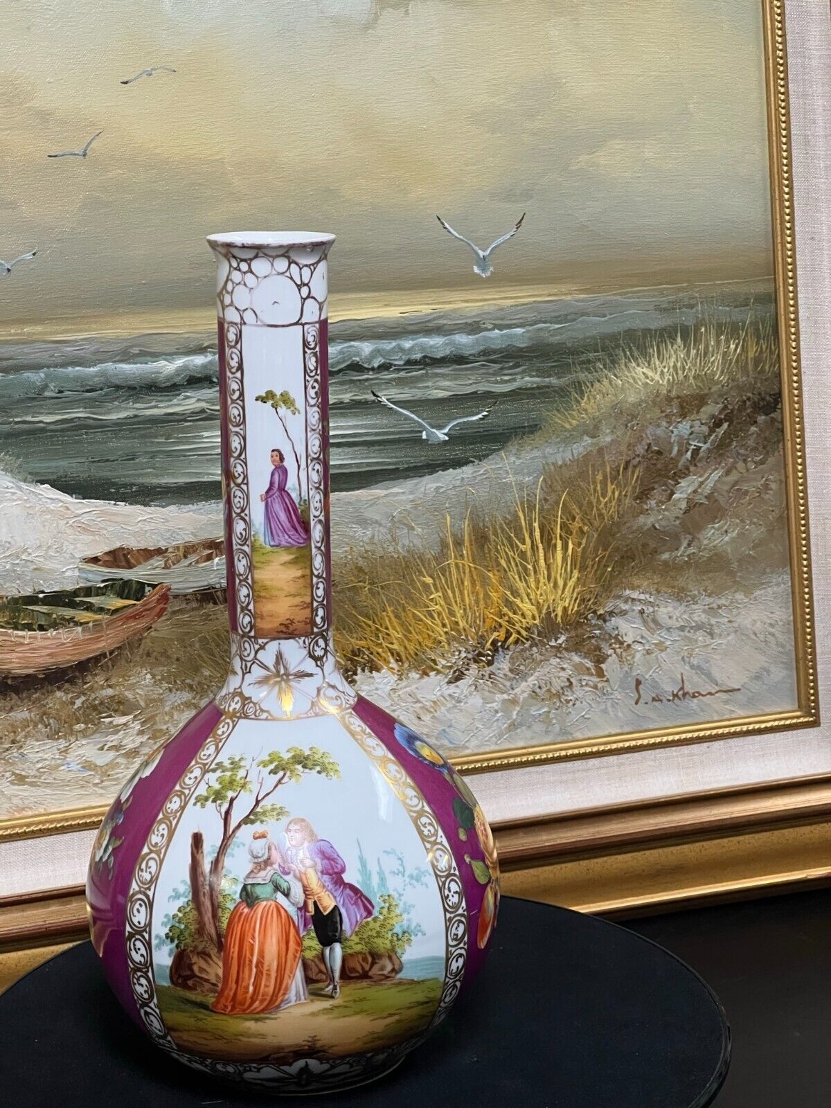 Rare Late 1800s Augustus Rex Hand Painted Vase