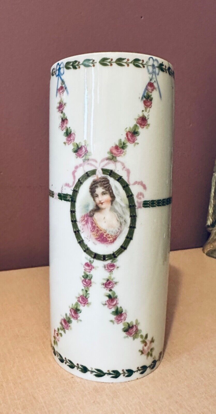 Gebrüder Heubach Porcelain Vase with Lady Portrait