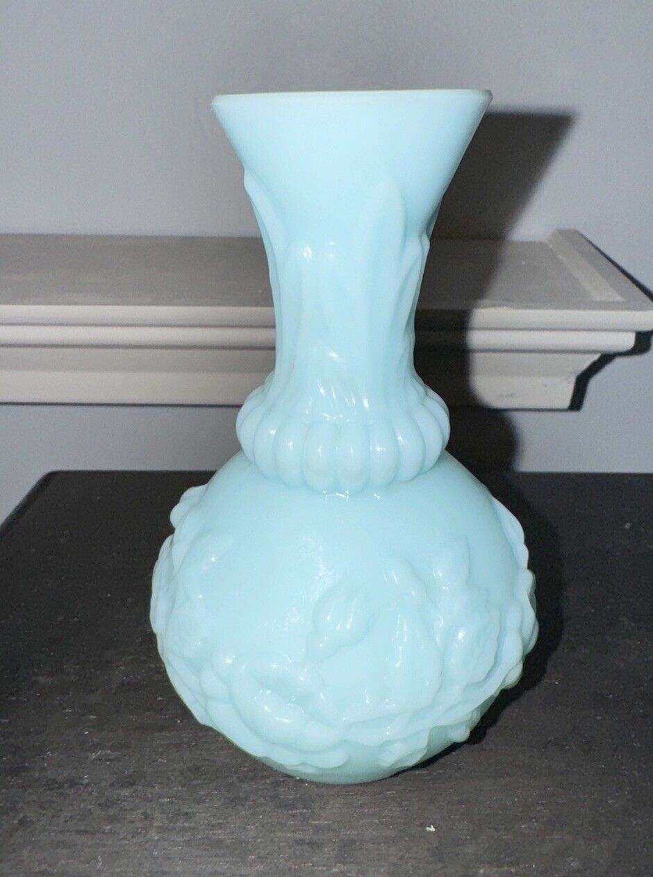 French blue opaline milk glass bud vase - 1900's
