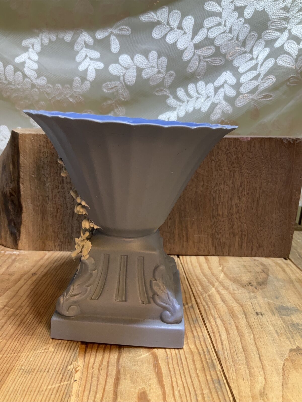 French Provincial Lefton's Blue & White Rose Vase