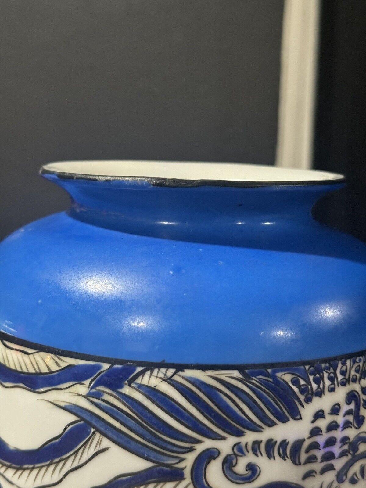 Blue Nippon Hand Painted Vases- Pair 1900s Japan