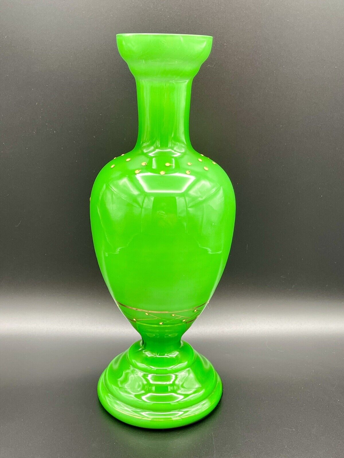 Victorian Cased Glass Mantel Vase with Florals