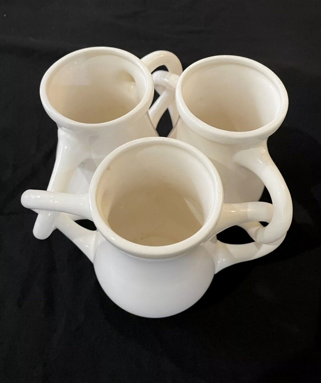Mid-1900s Earthenware Fuddling Vessel with Entwined Handle