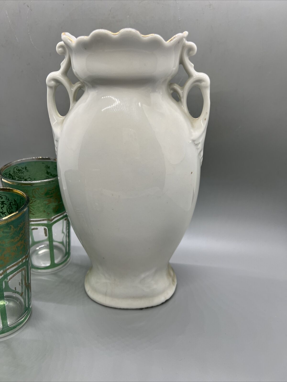Victorian Porcelain Vase from Germany - Green Tumbler