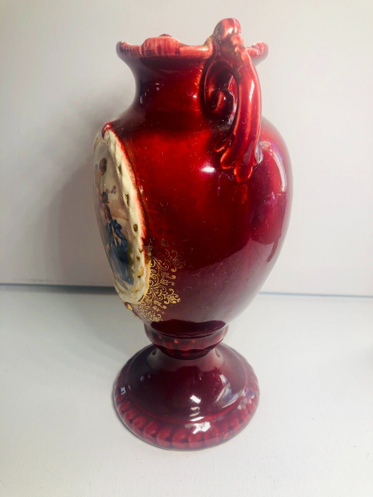 Josef Strnact Double Handled Portrait Vase, Austria