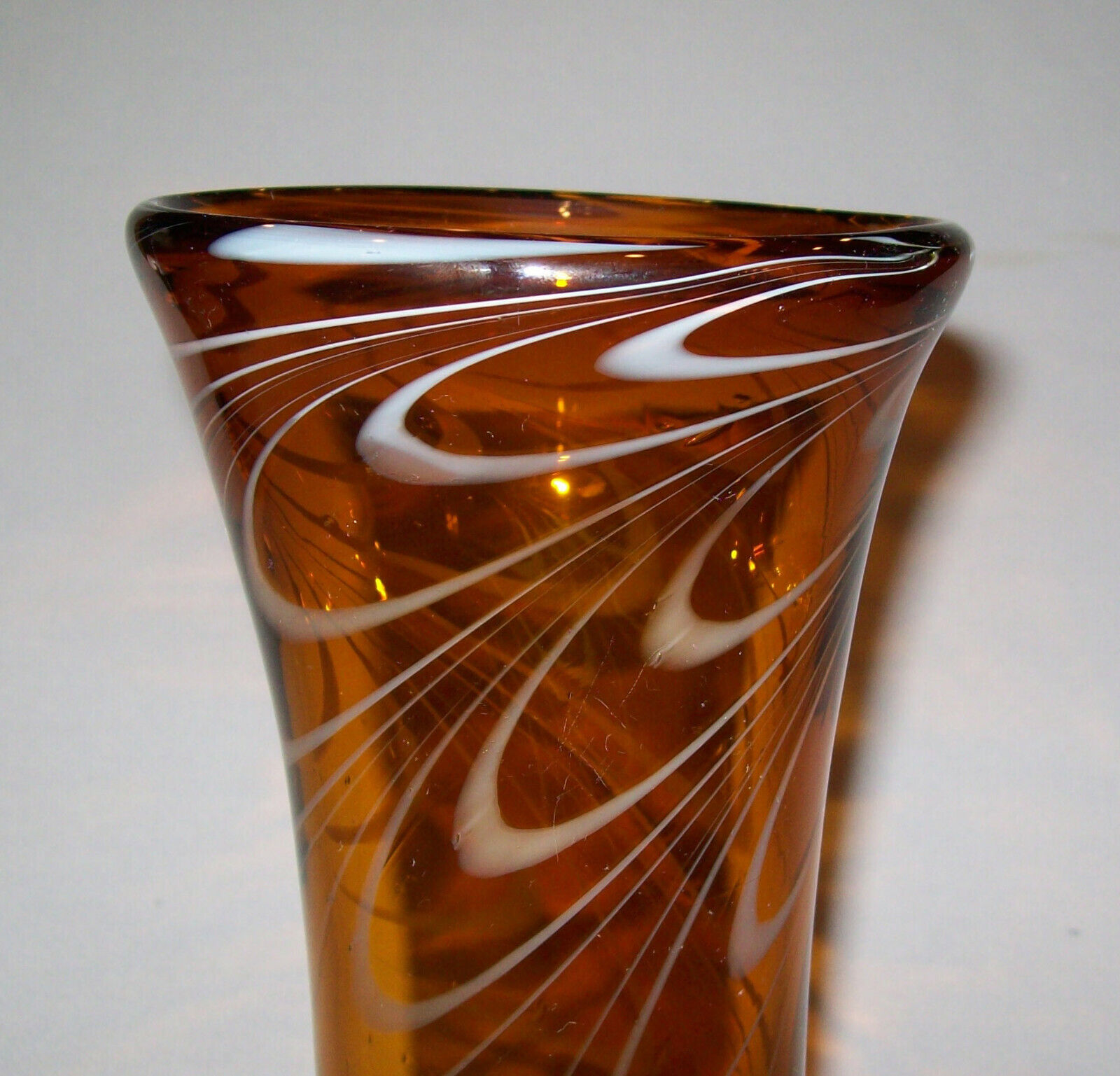 19th Century Antique Blown Glass Vase Amber White