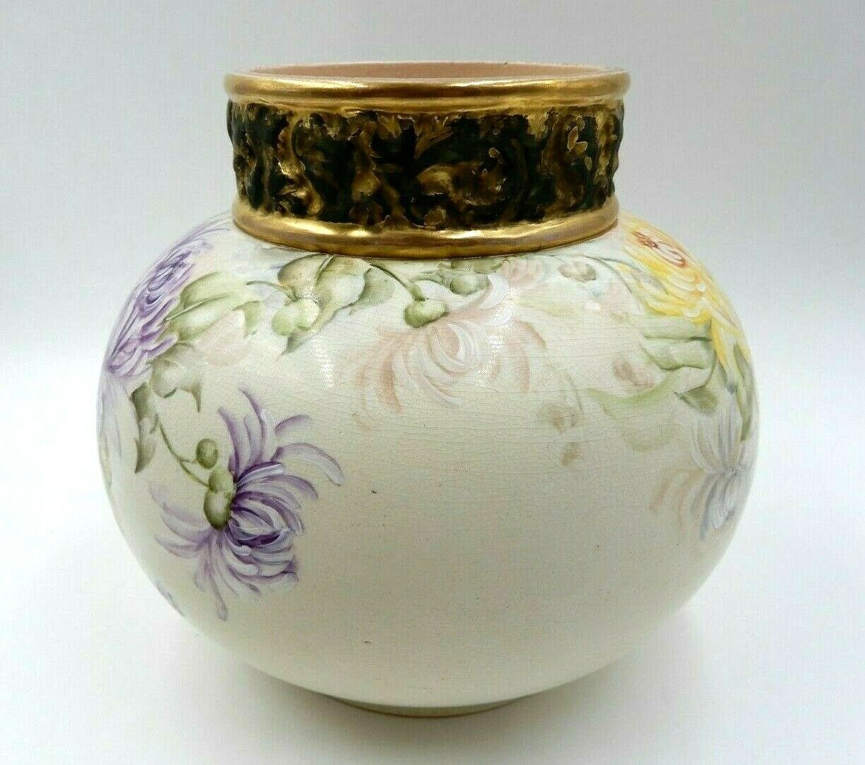 Large Floral Design Antique European Porcelain Vase