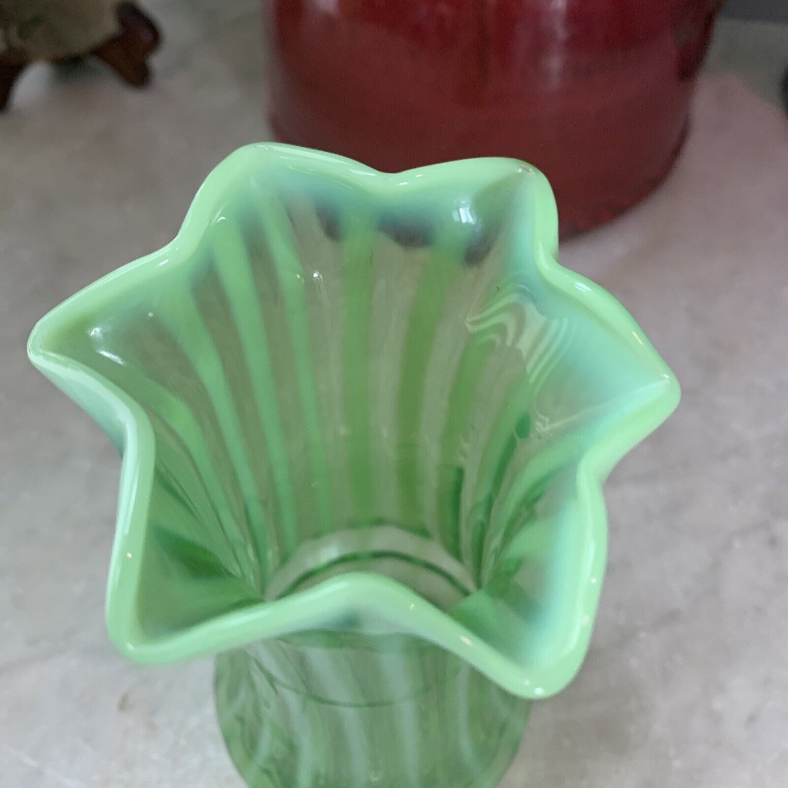 Italian Late 1800s Handblown Fluted Vase - Rare