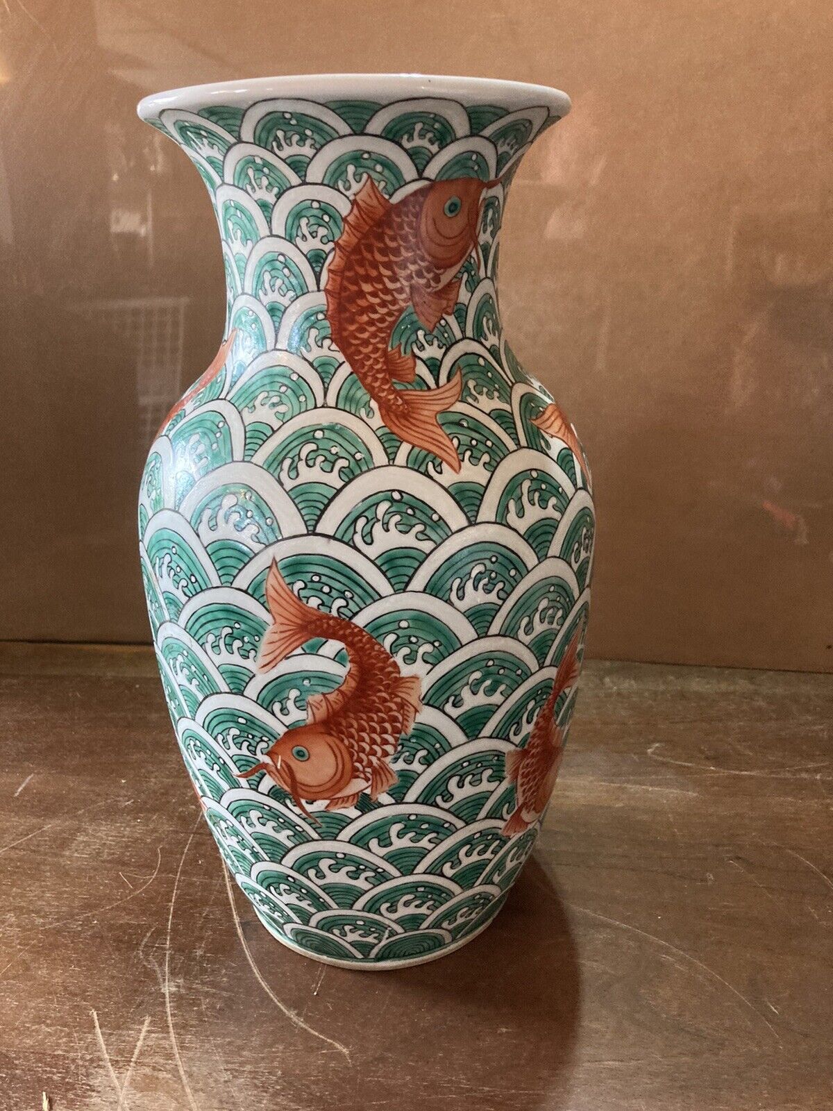 Paleolithic Li Zhi 1900's 14in Koi Fish Vase