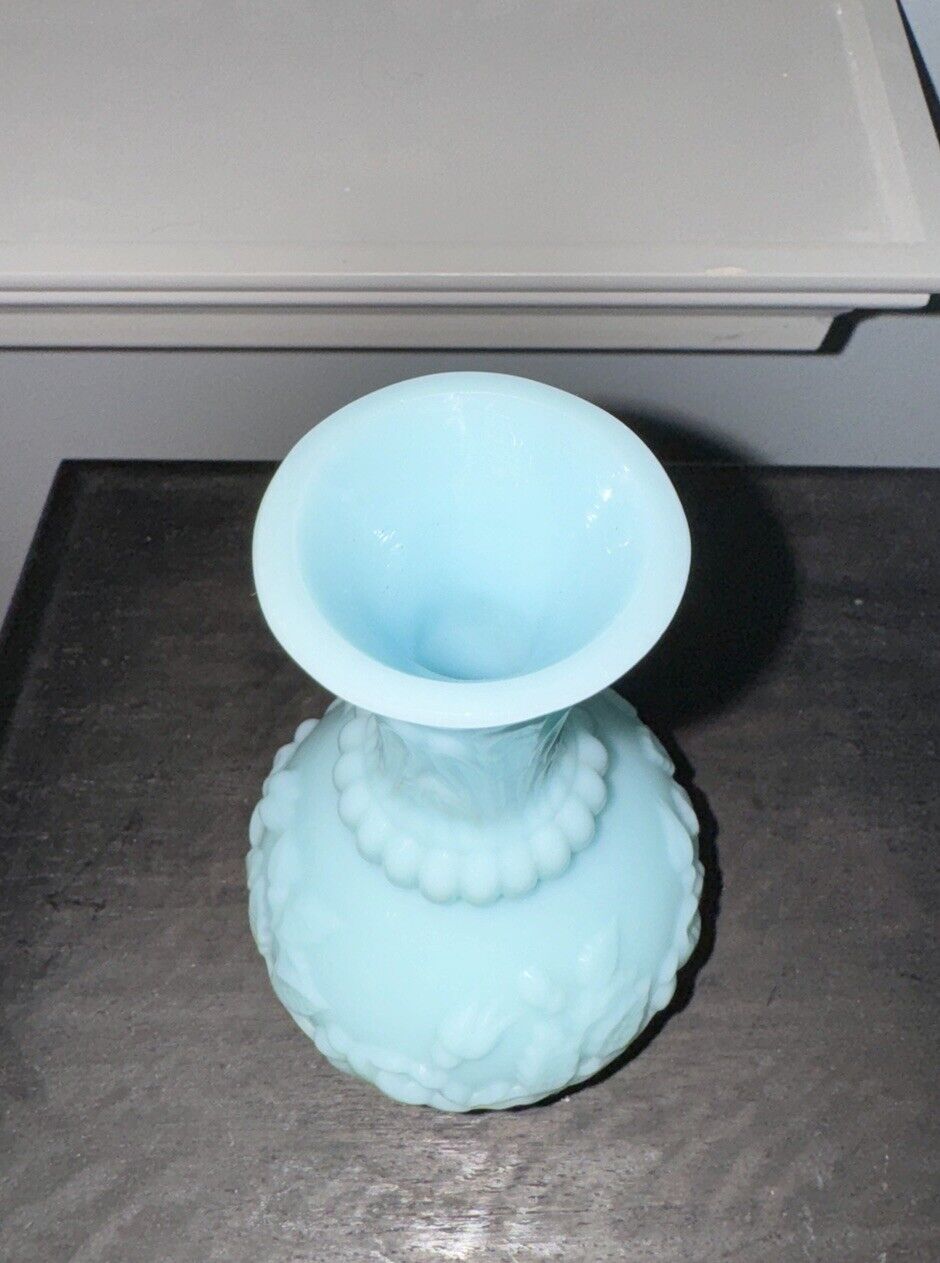 French blue opaline milk glass bud vase - 1900's
