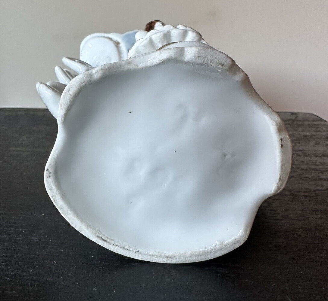Edwardian bisque girl with pansies match spill vase