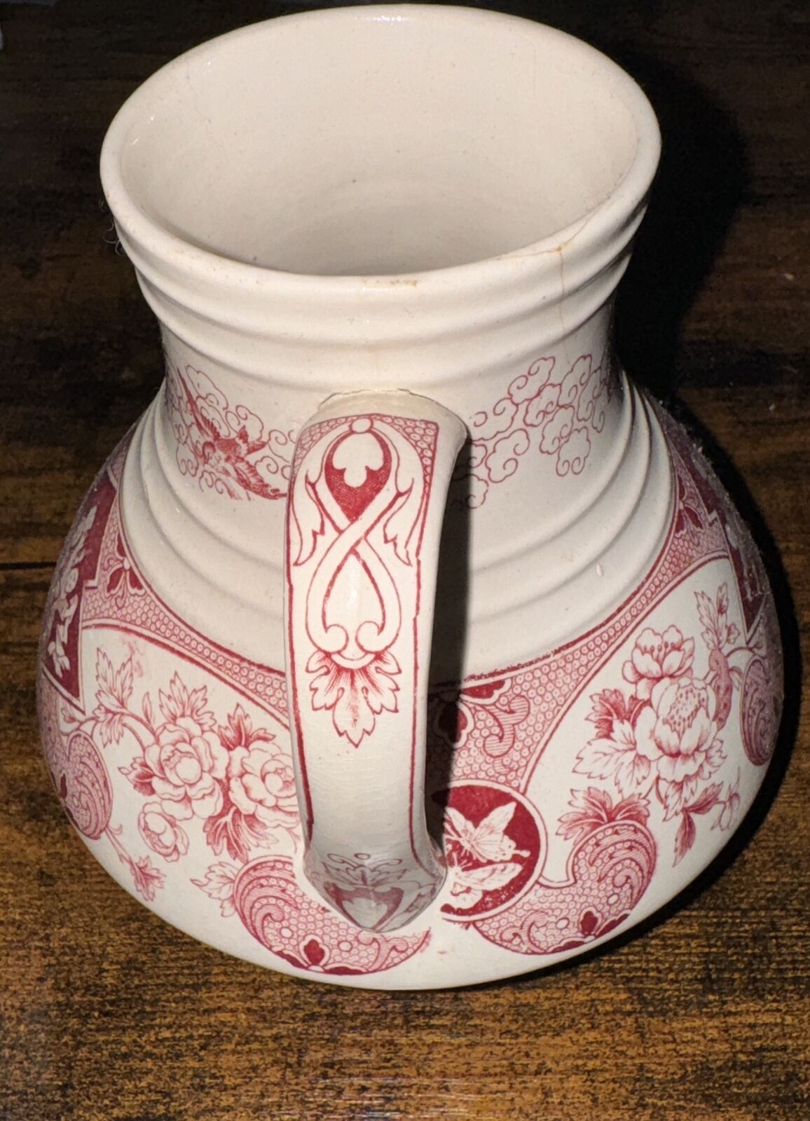 1800's Brownfield & Sons Red Transferware Sado Pitcher