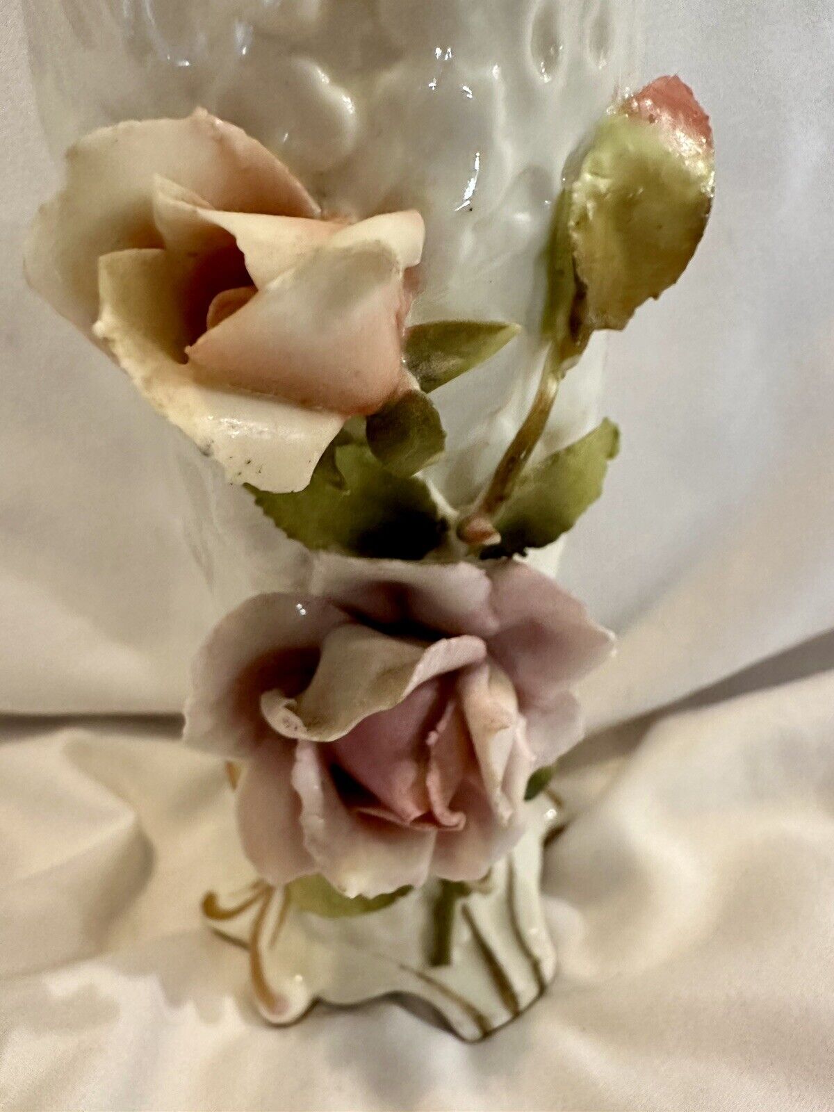 Vintage Von Schierholz Hand-Painted Rose Vase 6”