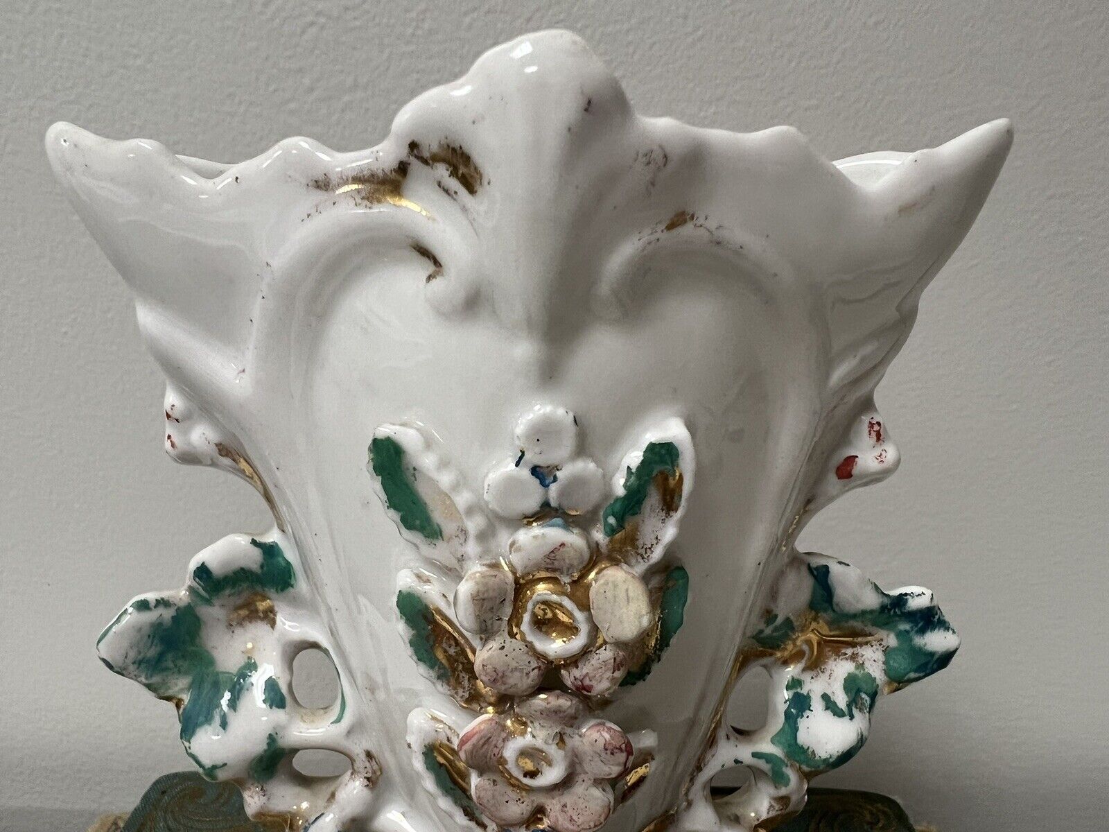 Vintage Paris Porcelain Wedding Vase White Gold Flowers