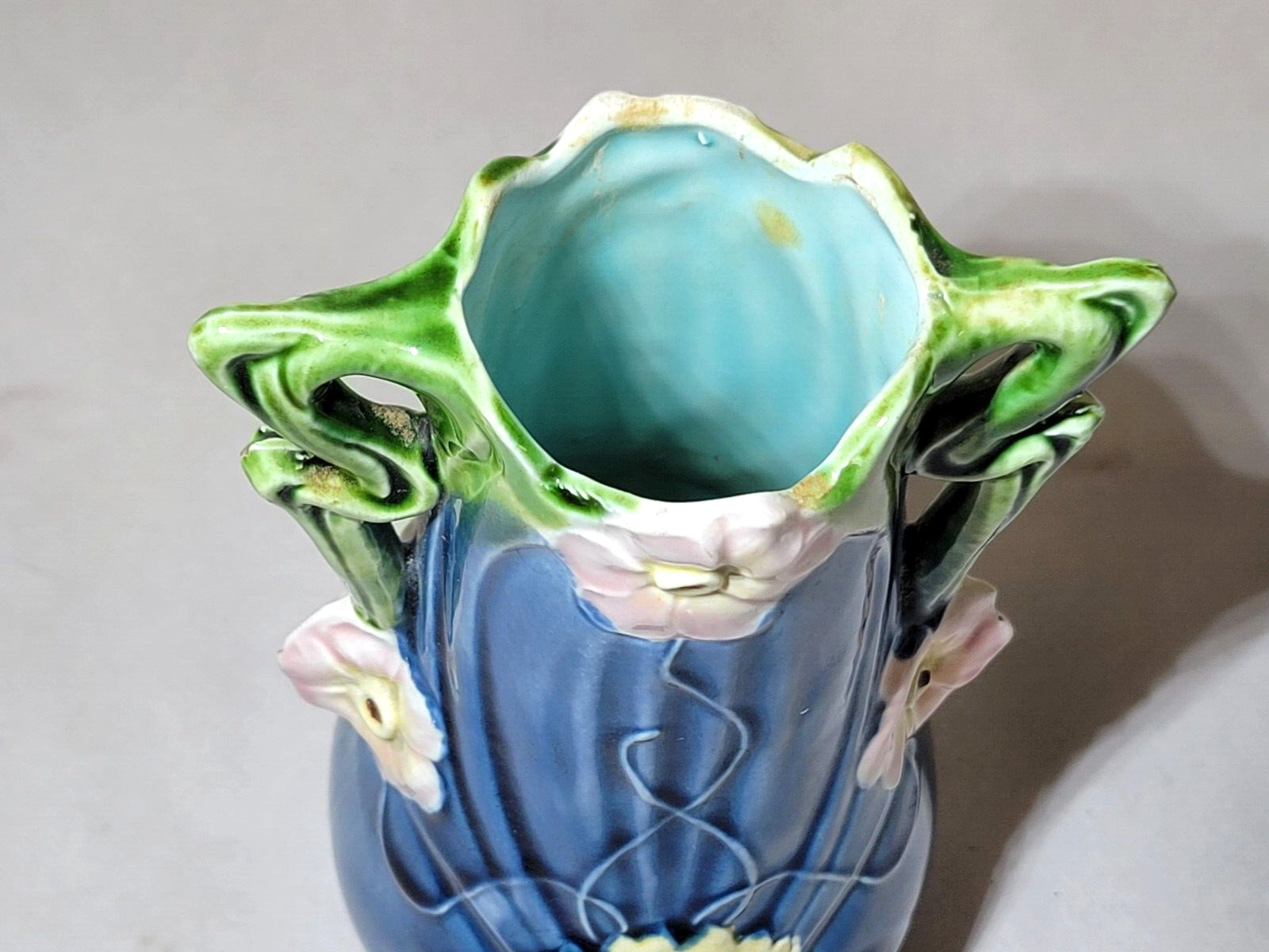 Art Nouveau Majolica 6" Amphora Vase