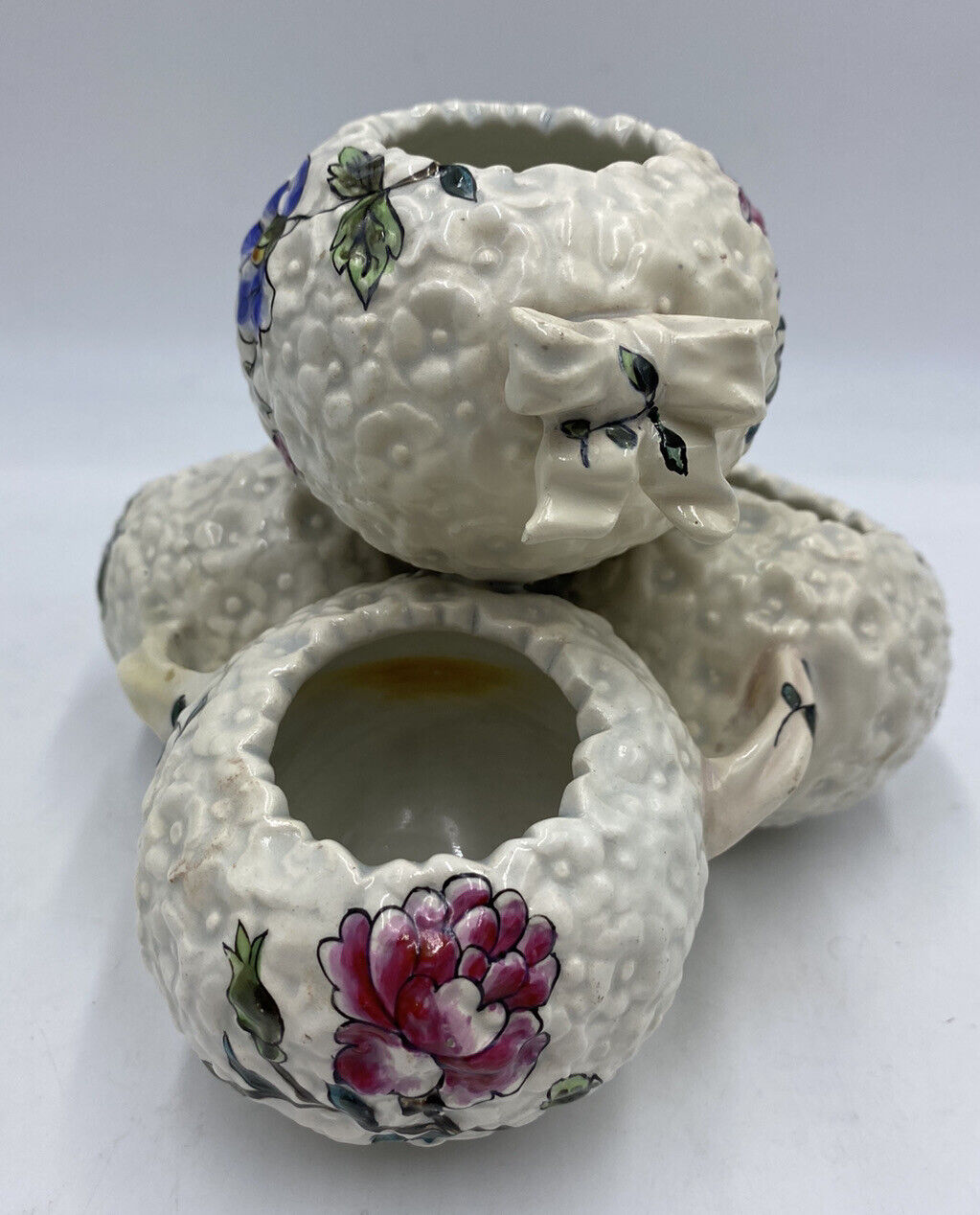 1800s French Ceramic Floral Inkwell/Vase by Emile Galle