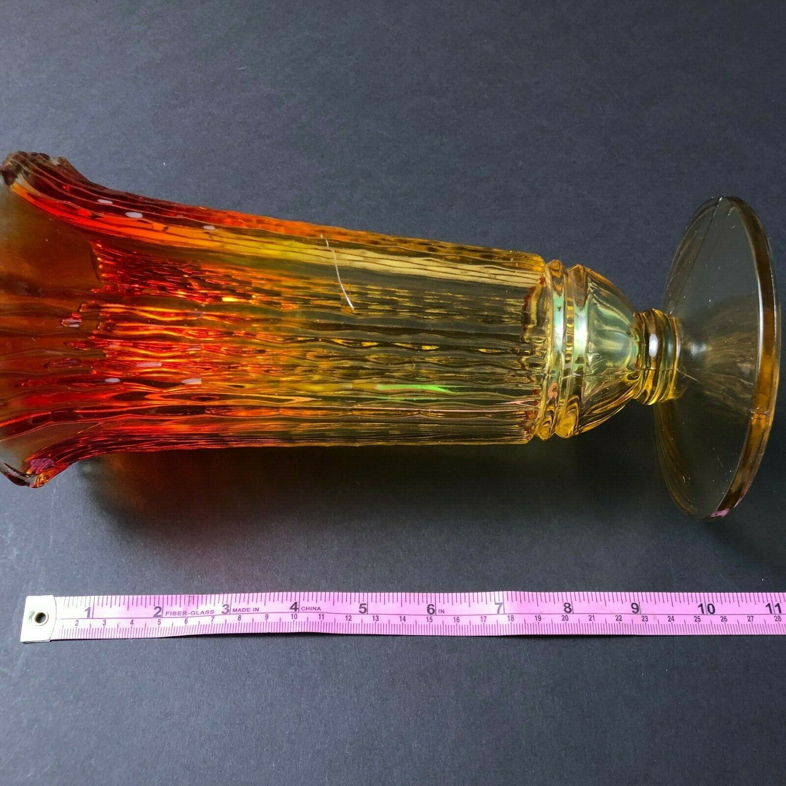 Stunning Antique Ruby Glass Trumpet Vase, AMBERINA Original