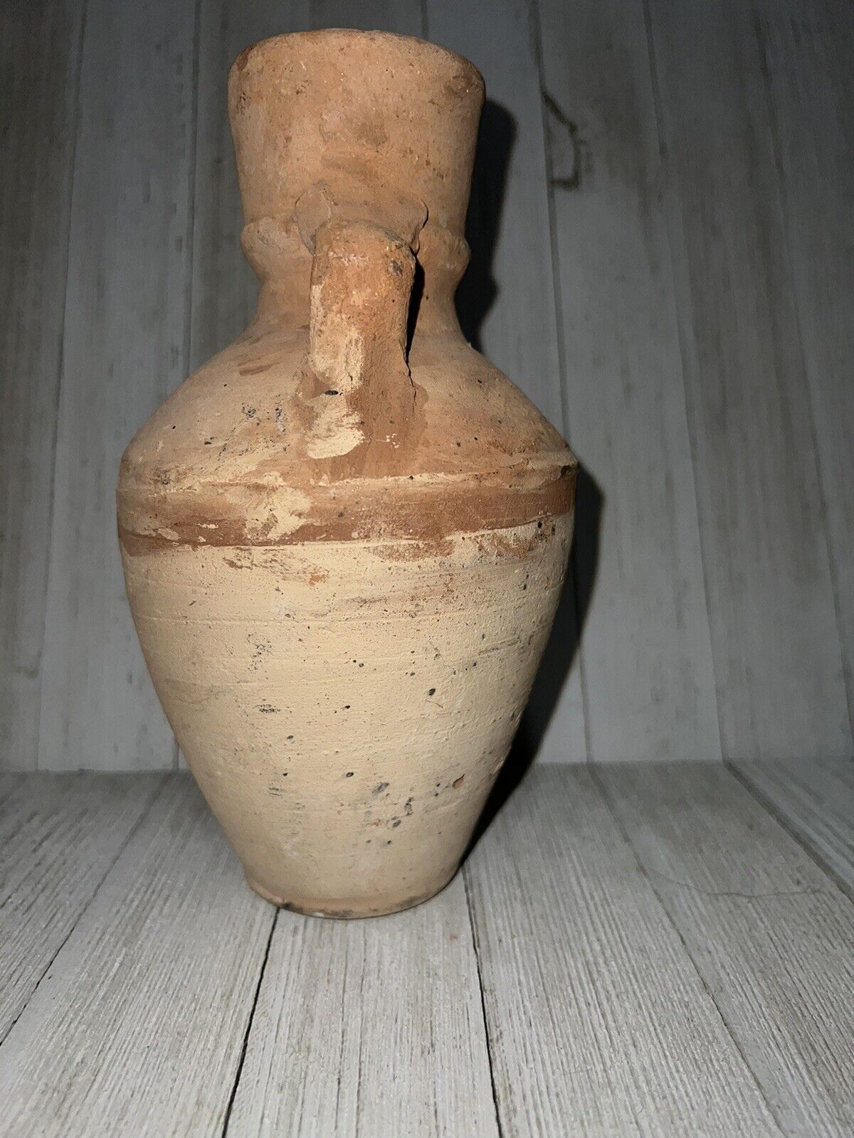 Vintage 1800s Small Redware Vase with Handles