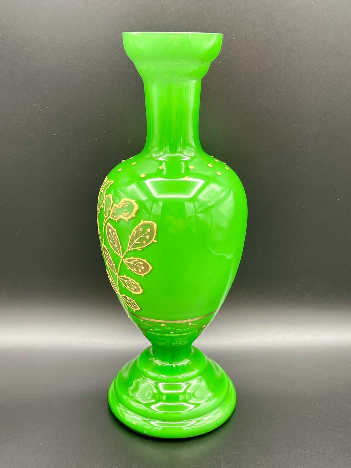 Victorian Cased Glass Mantel Vase with Florals