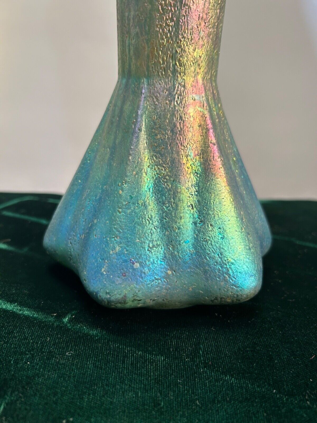 Bohemian Iridescent Glass Vase, Art Nouveau Design
