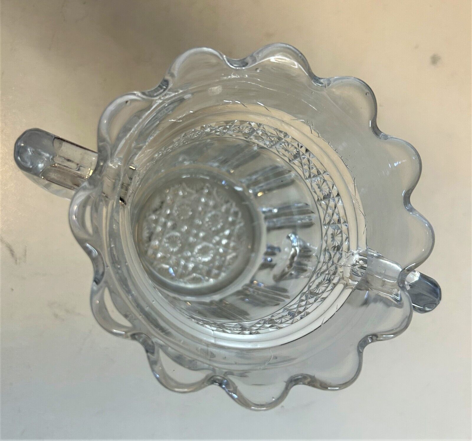 1900's Higbee Glass Celery Vase with Two Handles