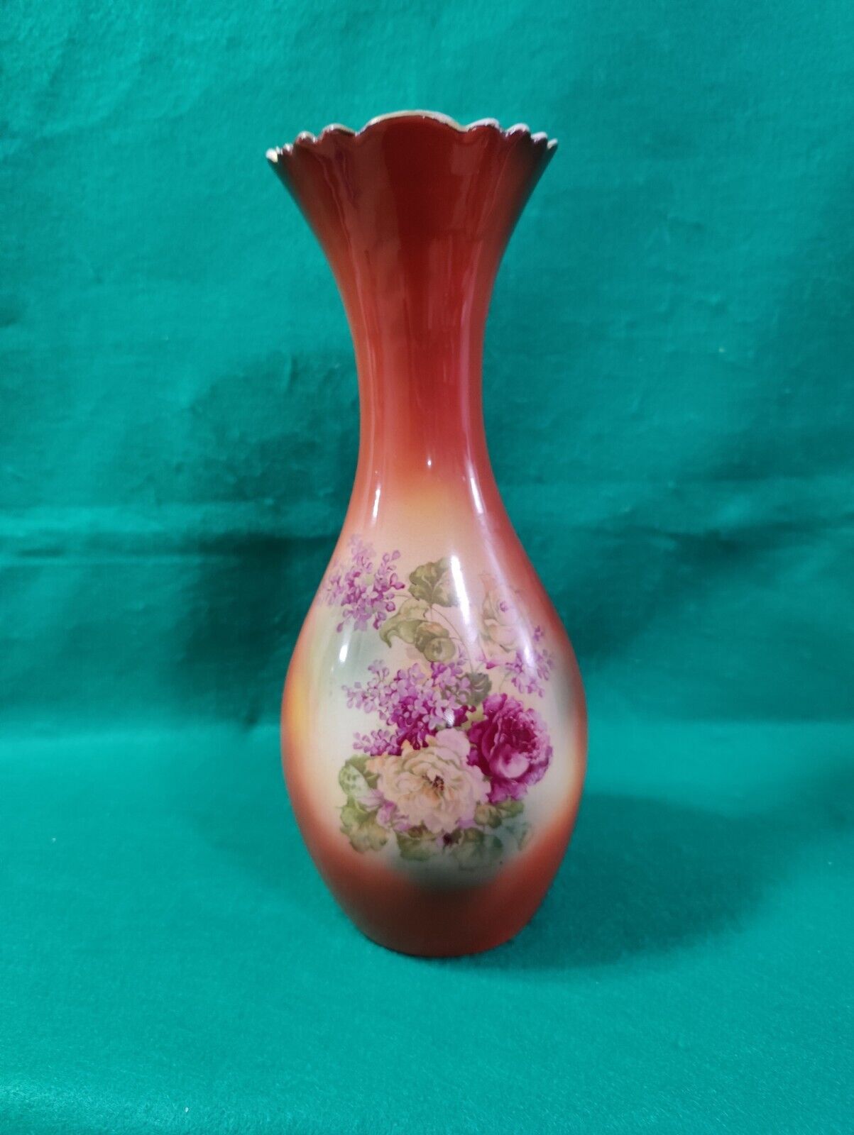 Usona Goodwin Wellesley 12" Floral Design Vase, Early 1900s