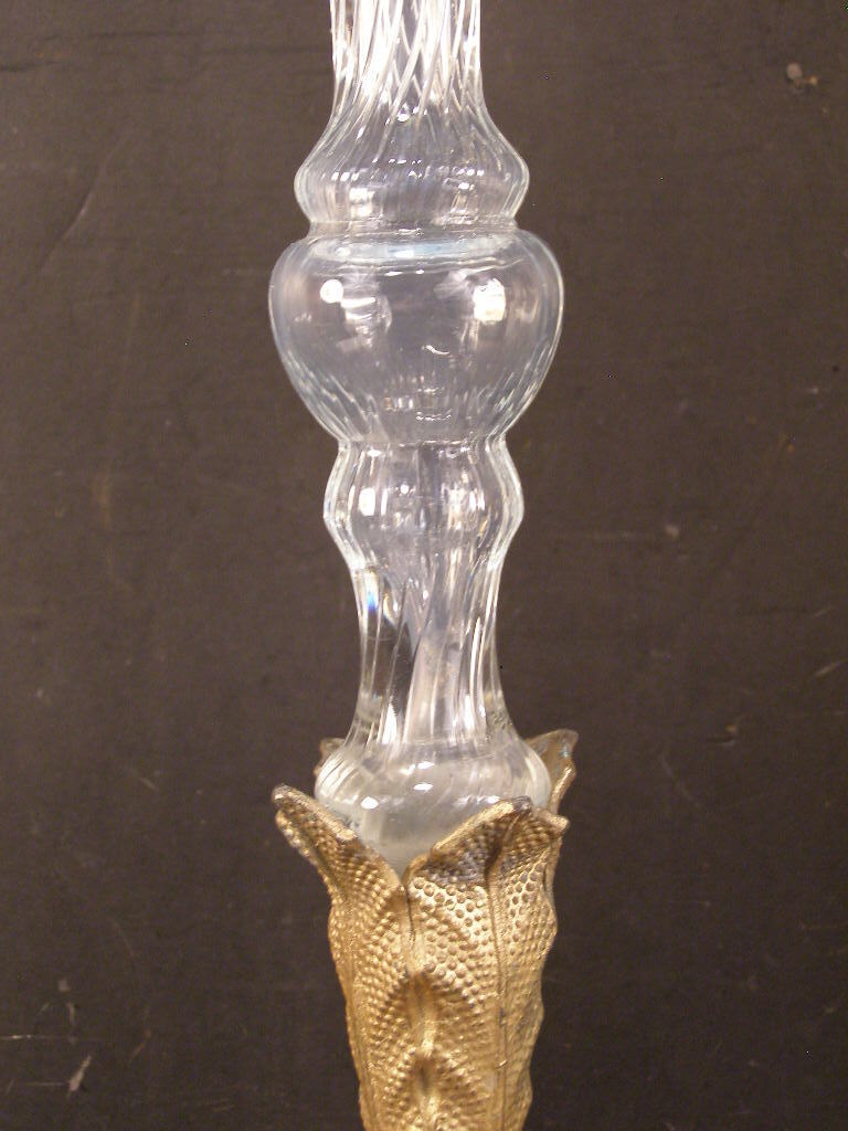 Neoclassical Cherub Art Opalescent Glass Epergne Trumpet Vase
