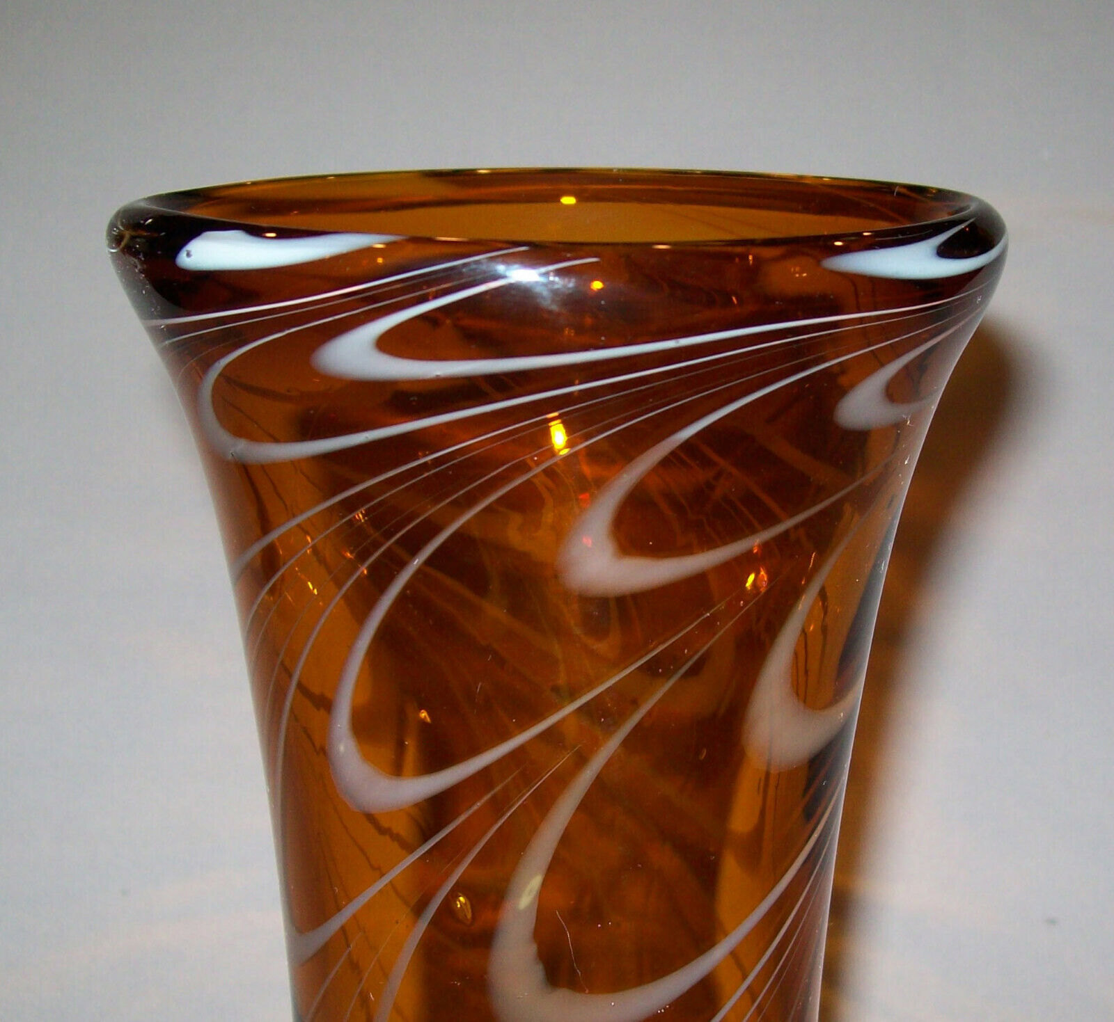 19th Century Antique Blown Glass Vase Amber White