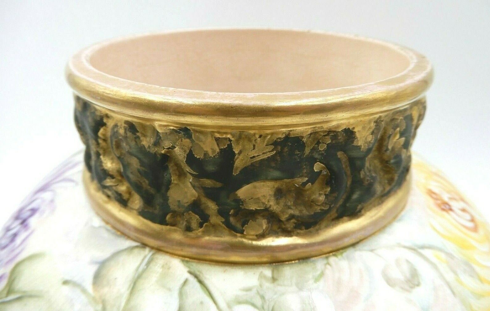 Large Floral Design Antique European Porcelain Vase