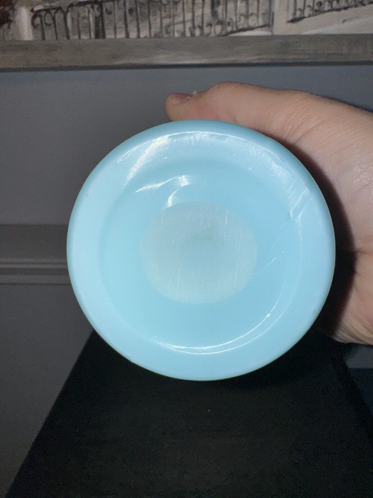 French Portieux Vallerysthal Blue Opaline Vase - 8.5”