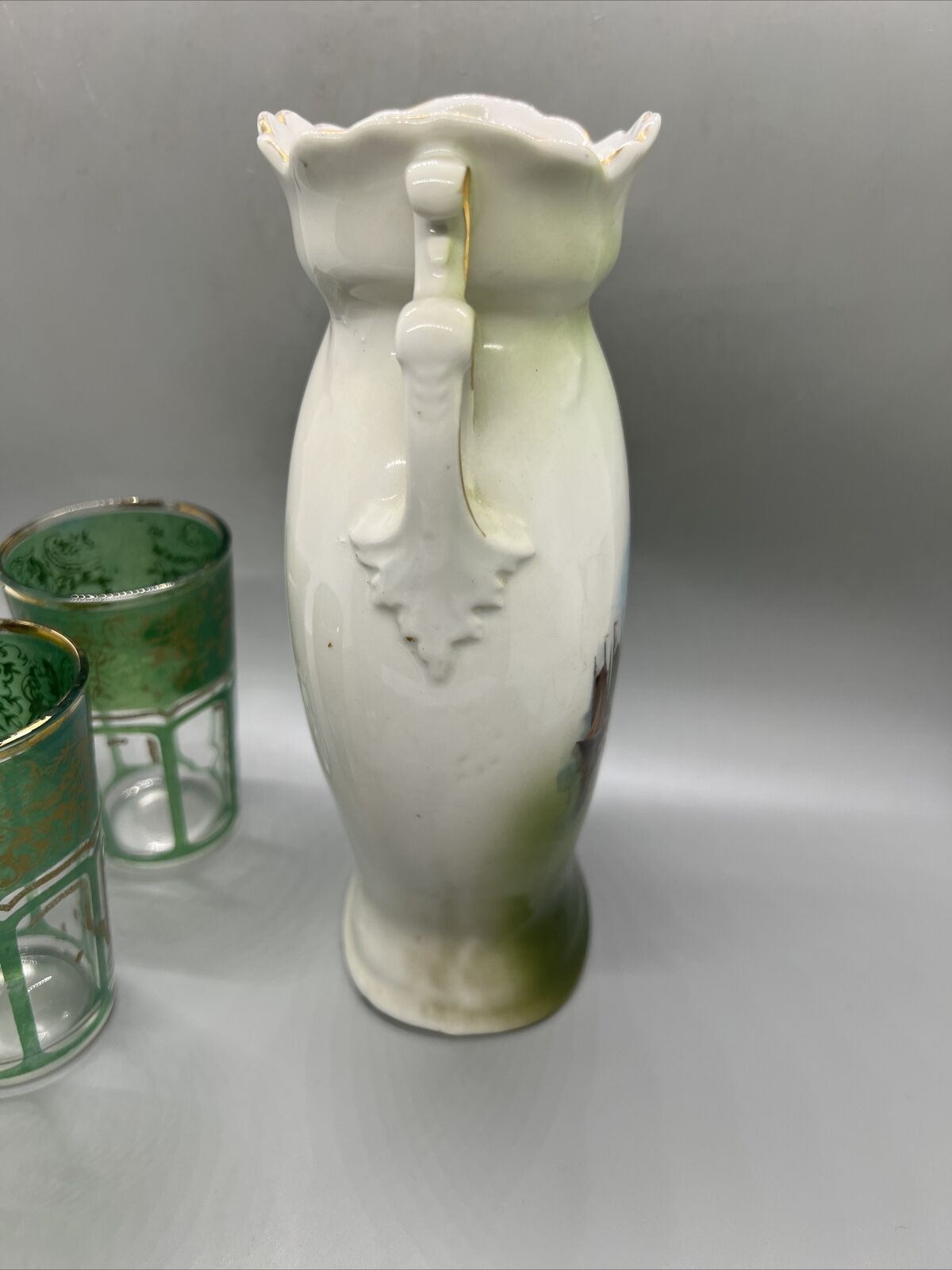 Victorian Porcelain Vase from Germany - Green Tumbler