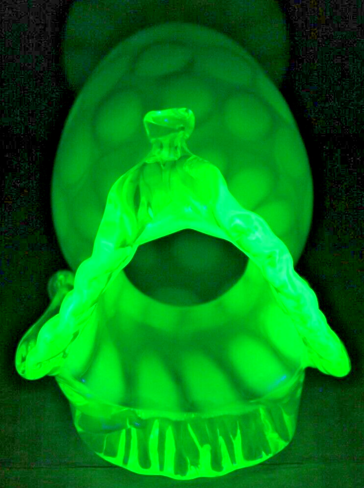 Authentic Northwood Tri-Handled Urn Vase Victorian UV Reactive
