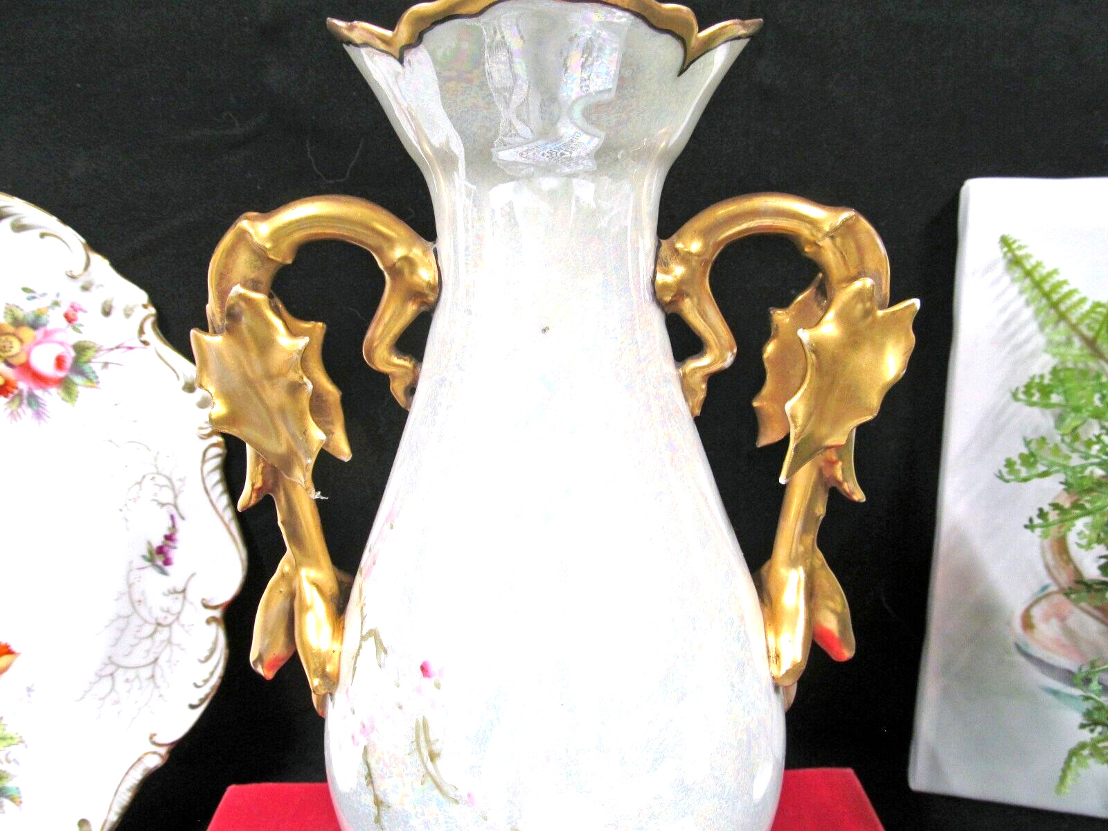 Antique Double-Handled Limoges Vase with Birds