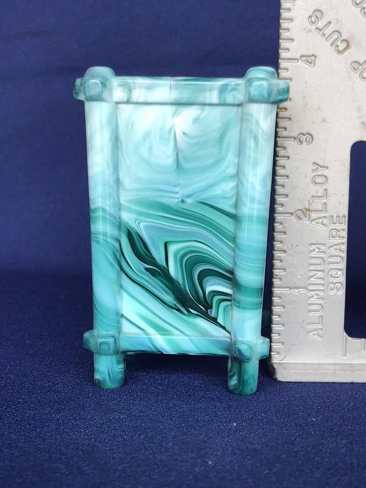 Antique English Sowerby Green Slag Glass Vase 1800s