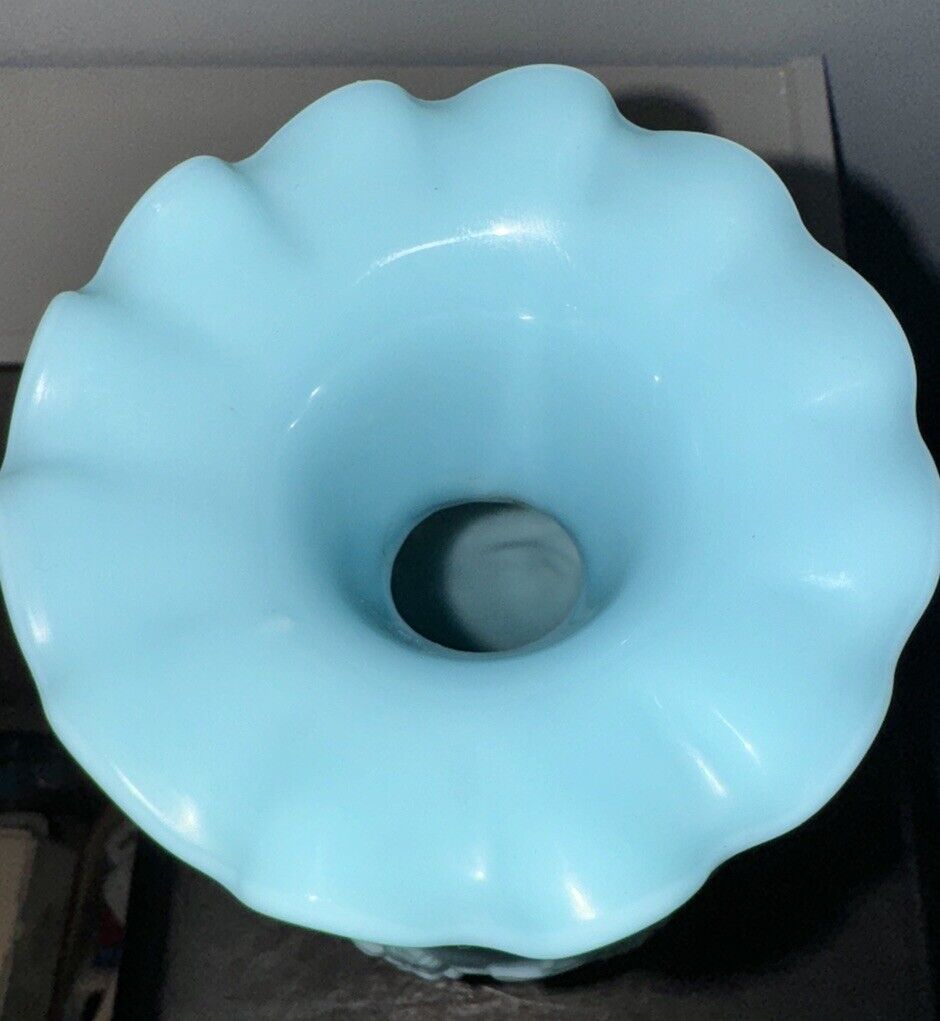 French Portieux Vallerysthal Blue Opaline Vase - 8.5”