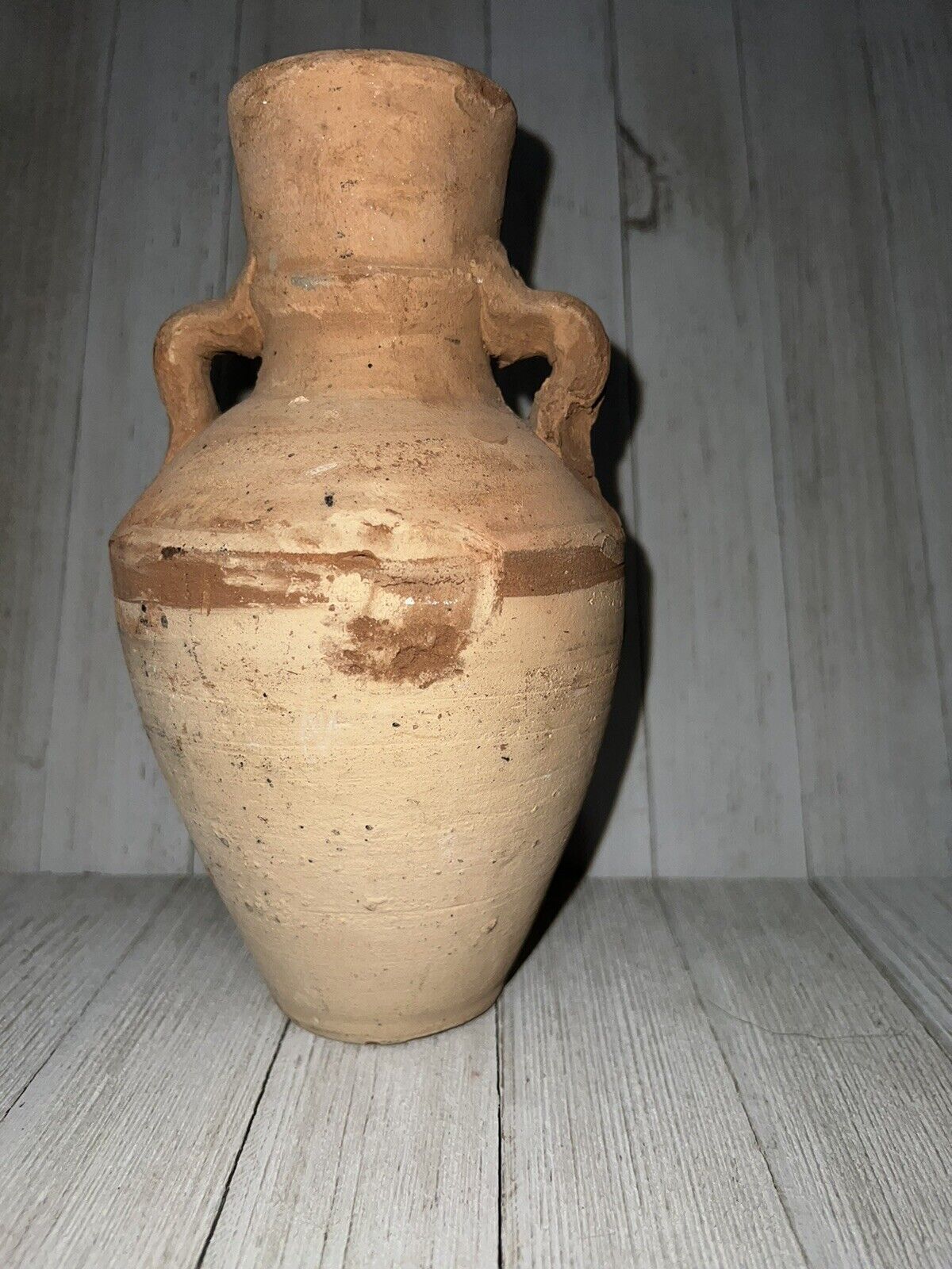 Vintage 1800s Small Redware Vase with Handles